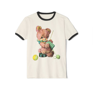 Knitting Bear Unisex Cotton Ringer T-Shirt