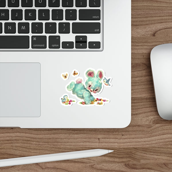 Blue Hoppity Bunny Die-Cut Sticker