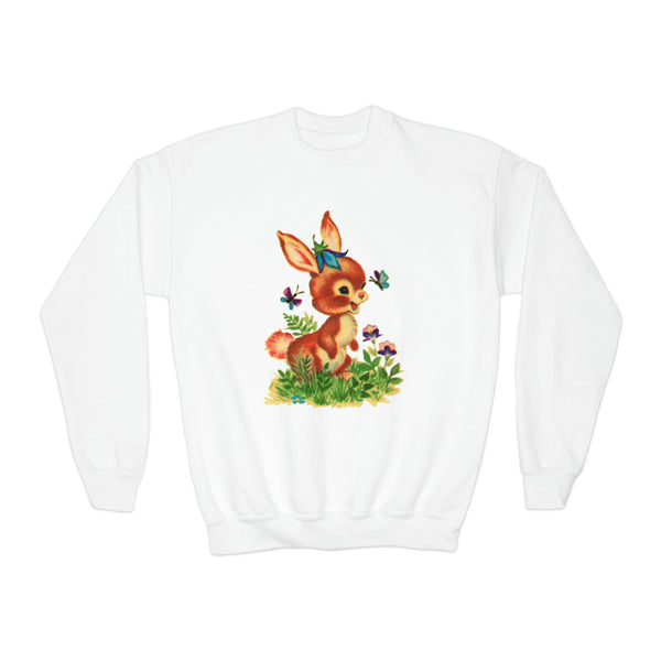 Springtime Bunny Rabbit Youth Crewneck Sweatshirt