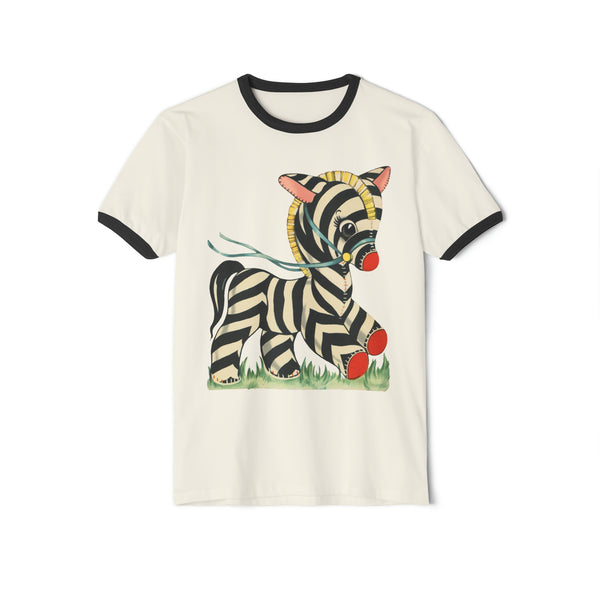 Kitschy Cute Zebra Unisex Cotton Ringer T-Shirt