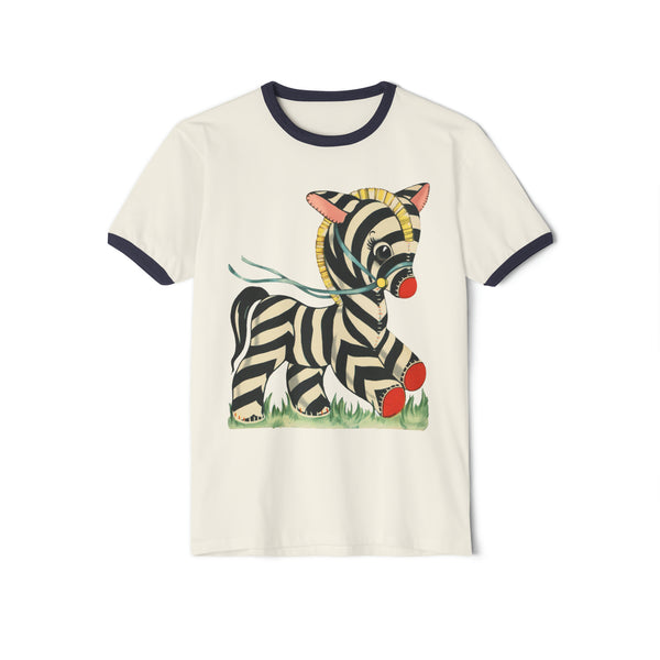 Kitschy Cute Zebra Unisex Cotton Ringer T-Shirt