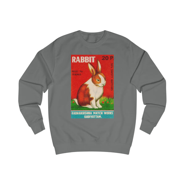 Brown and White Bunny Safety Matches Unisex Sweatshirt.