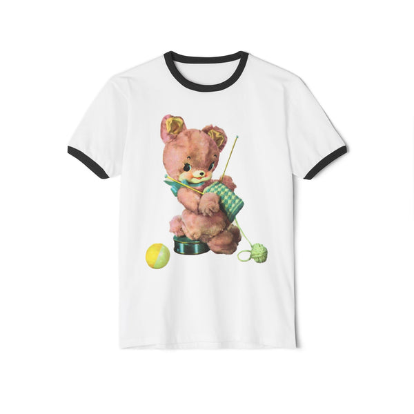 Knitting Bear Unisex Cotton Ringer T-Shirt