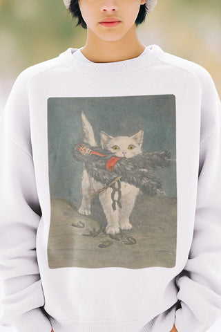 Krampus Kitty Cat Christmas Unisex Sweatshirt. Kitsch Fashion.