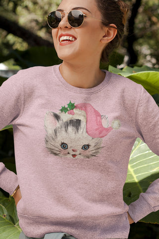 Kitschy Christmas Kitty Unisex Sweatshirt. Kitsch Christmas Fashion.