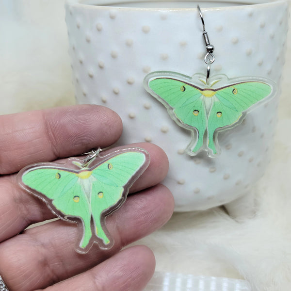 Acrylic Luna Moth Double Sided Earrings