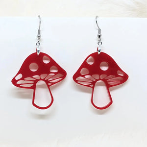 Red Acrylic Magic Mushroom Earrings