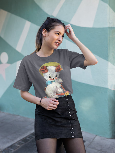 Kitschy Cute Scooter Puppy Unisex Tee