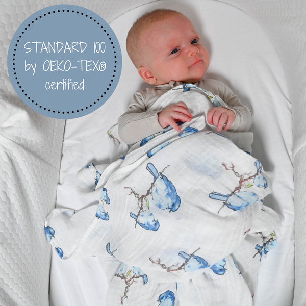 Bluebird of Happiness Baby Swaddle Blanket