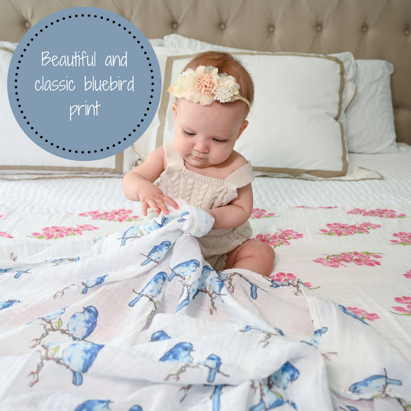 Bluebird of Happiness Baby Swaddle Blanket