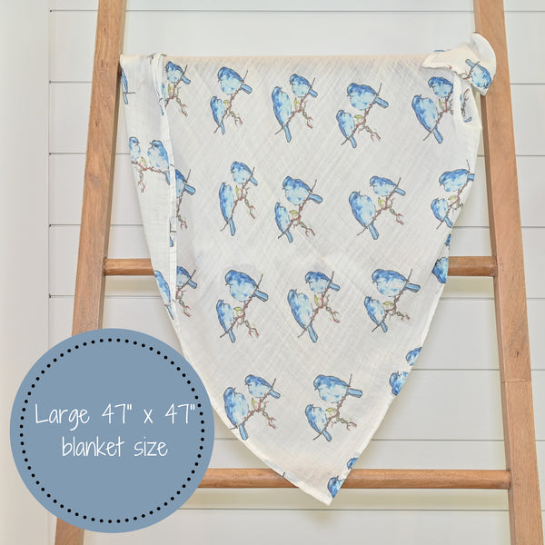 Bluebird of Happiness Baby Swaddle Blanket