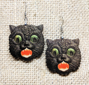 Creepy Black Cat Earrings