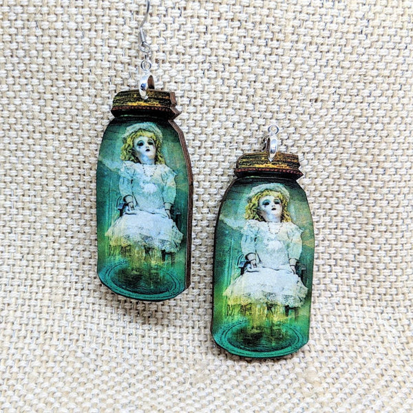 Creepy Doll in Jar Earrings