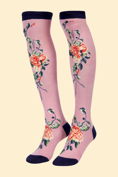 Floral Vines Long Socks - Lavender