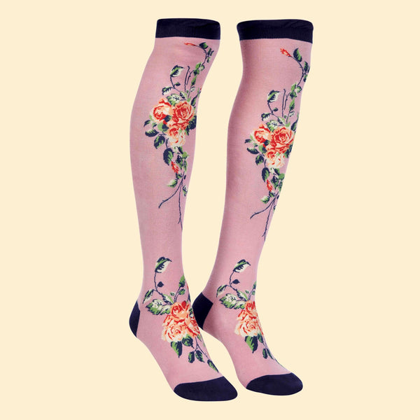 Floral Vines Long Socks - Lavender