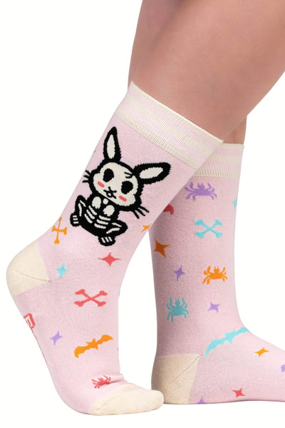 Foot Clothes Skelly Bunny Crew Socks