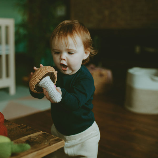 Pretend Play Food Organic Rattle - Brown Mushroom