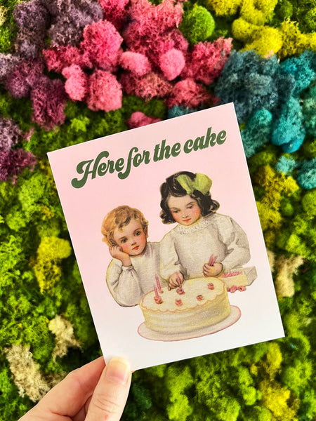 Here For the Cake Funny Birthday Wedding Celebration Card