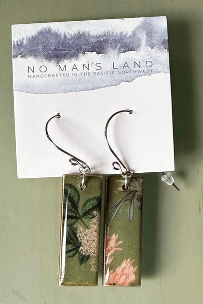 Rhododendron Botanical Rectangle Earrings