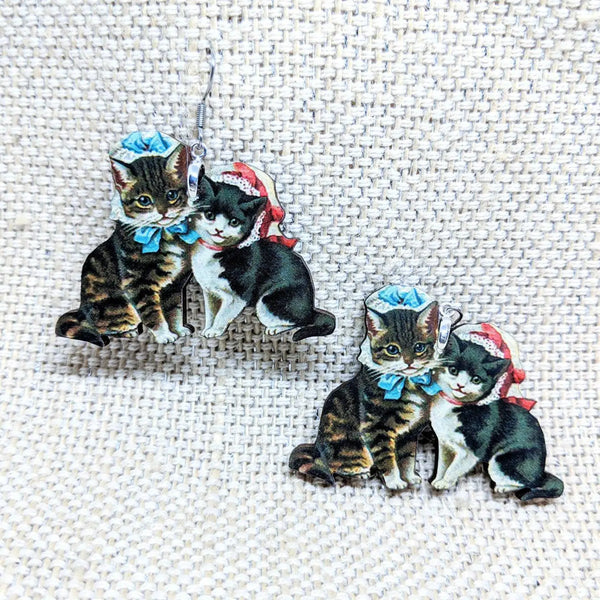 Kittens in Bonnets Earrings
