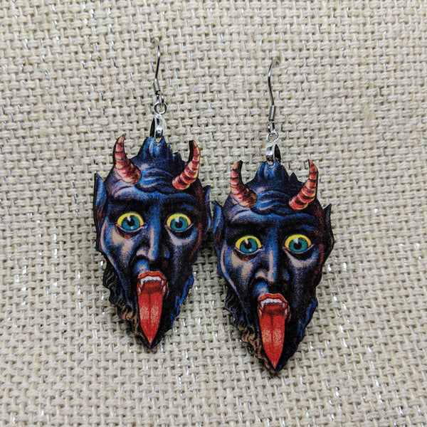Krampus Christmas Earrings