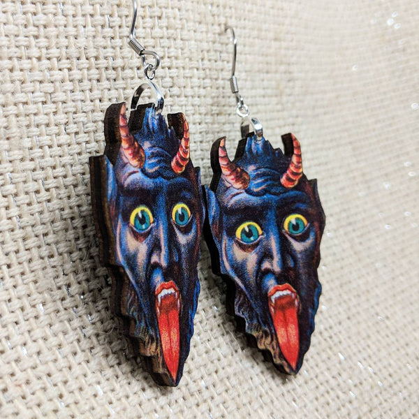 Krampus Christmas Earrings