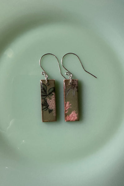 Rhododendron Botanical Rectangle Earrings