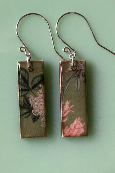 Rhododendron Botanical Rectangle Earrings