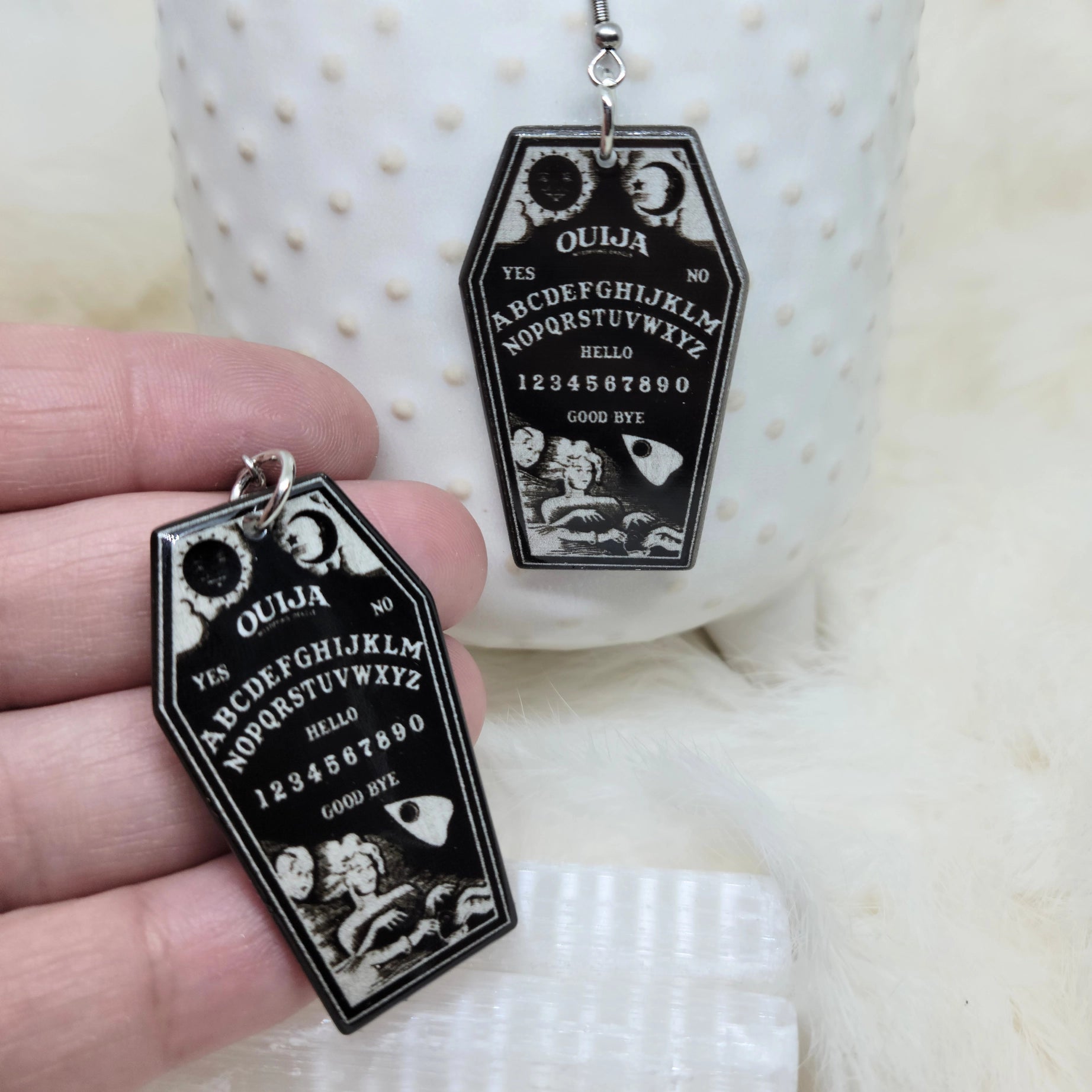 Ouija Coffin Earrings
