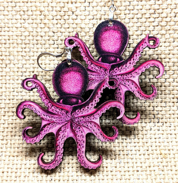 Pink Octopus Earrings