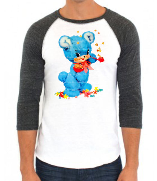 Bubbles Bear Adult Baseball Raglan