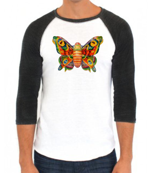 Colorful Butterfly Adult Baseball Raglan