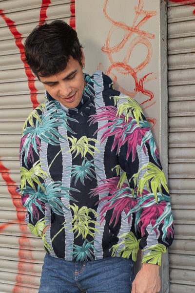 Tiki Palms Oversized Cotton Hoodie