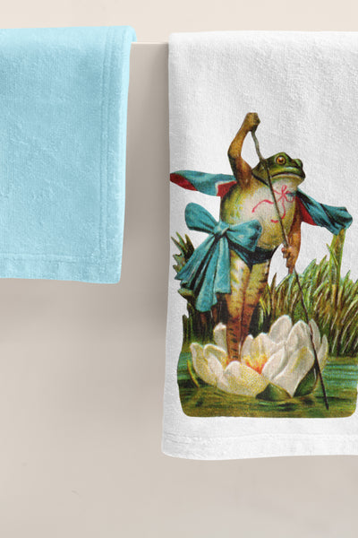 Lotus Boat Frog Organic Tea Towel
