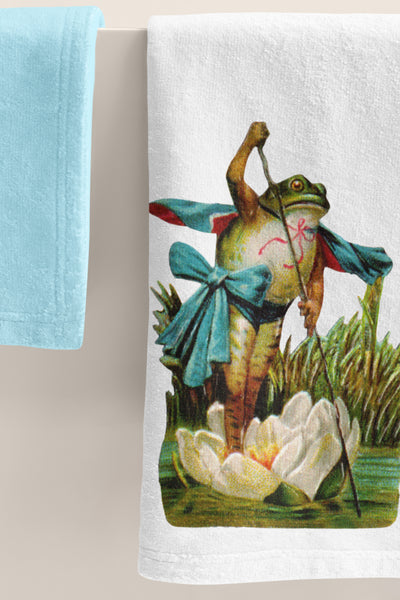 Lotus Boat Frog Organic Tea Towel