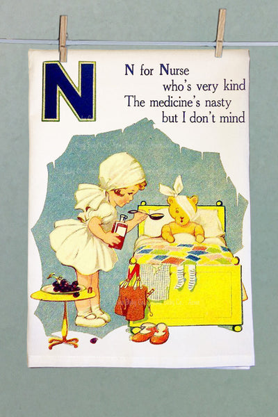 N is for Nurse Organic Tea Towel