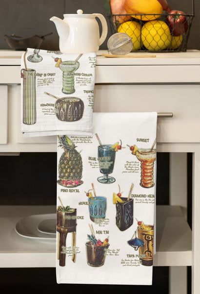 Tiki Bar Cocktails Organic Tea Towel - bold