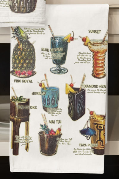 Tiki Bar Cocktails Organic Tea Towel - bold