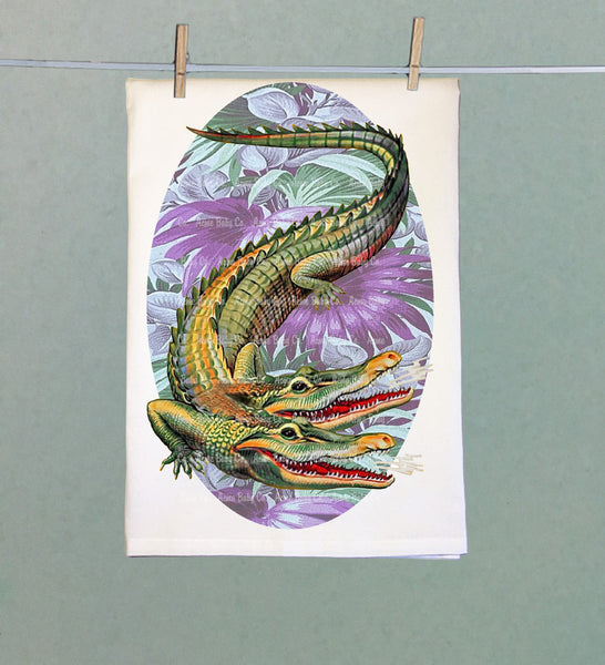 Twin Tides Gator Organic Kitchen Tea Towel