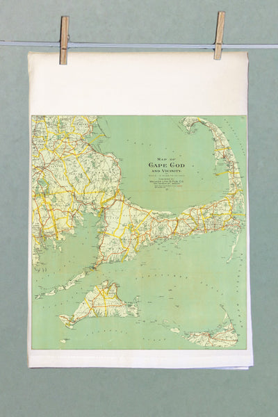 Cape Cod Map Retro Organic Kitchen Towel