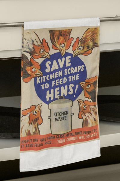 Composting Chickens Retro Organic Kitchen Towel