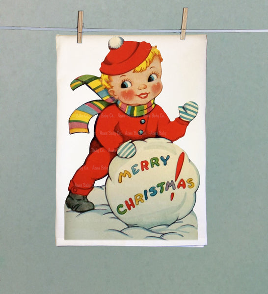 Snowball Boy Organic Tea Towel