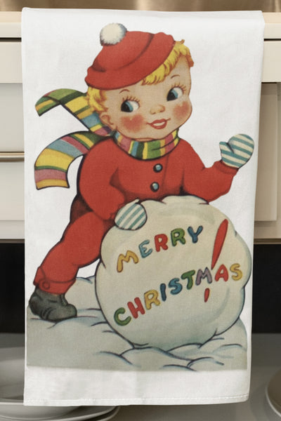 Snowball Boy Organic Tea Towel