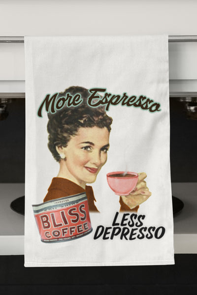 More Espresso, Less Depresso Organic Tea Towel