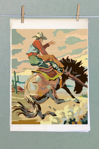 Paint By Numbers Cowboy Organic Kitchen Towel