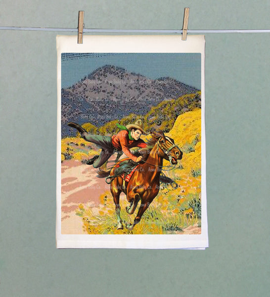 Wild West Cowboy Organic Kitchen Tea Towel
