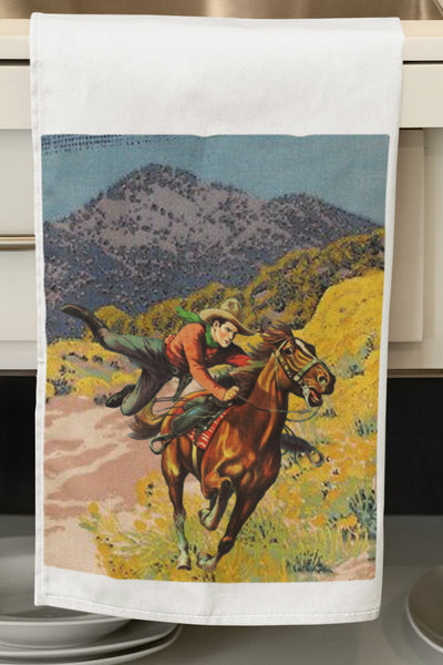 Wild West Cowboy Organic Kitchen Tea Towel