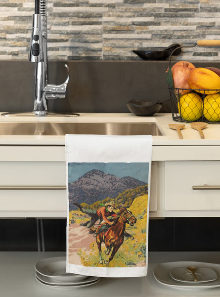 Wild West Cowboy Organic Kitchen Tea Towel