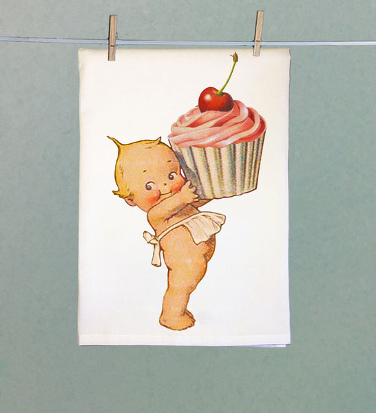 Cupcake Cutie Retro Organic Kitchen Towel