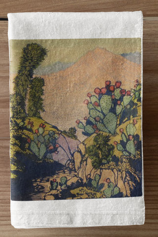 Cactus Landscape Retro Organic Kitchen Towel